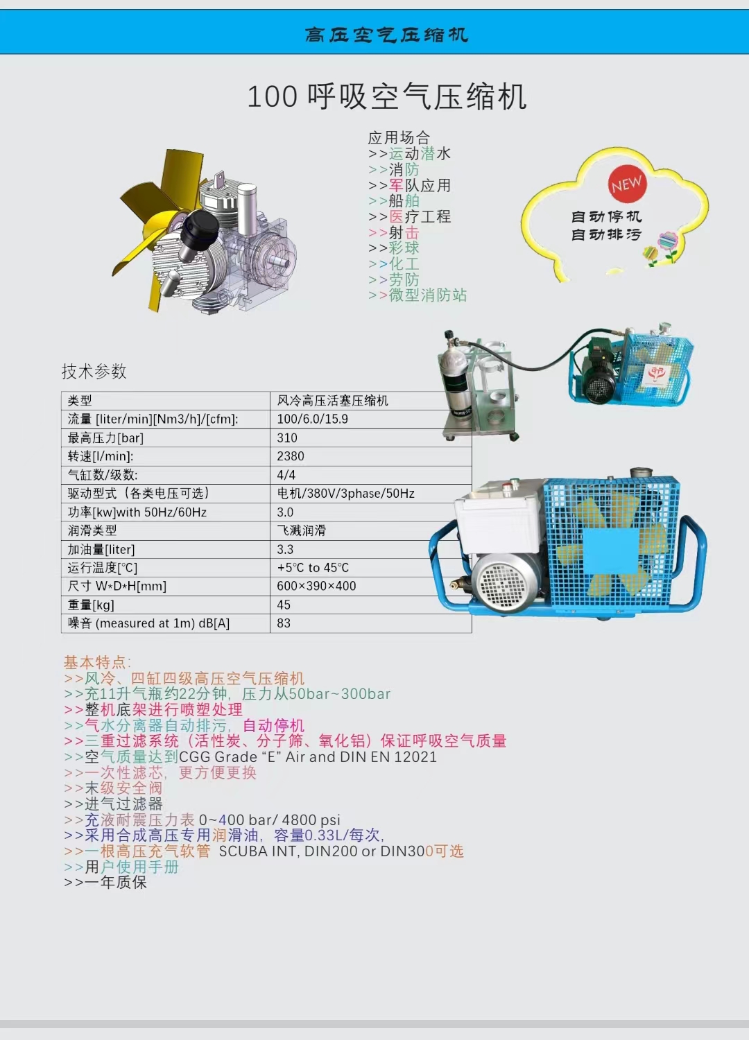 空压机100L/30MPa（自动停机/排污）